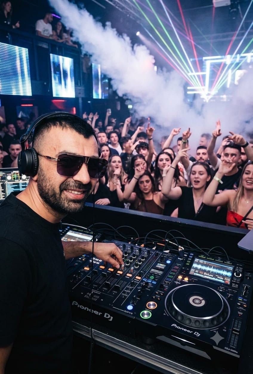 WolfEvents DJ vor einer energiegeladenen Club-Crowd
